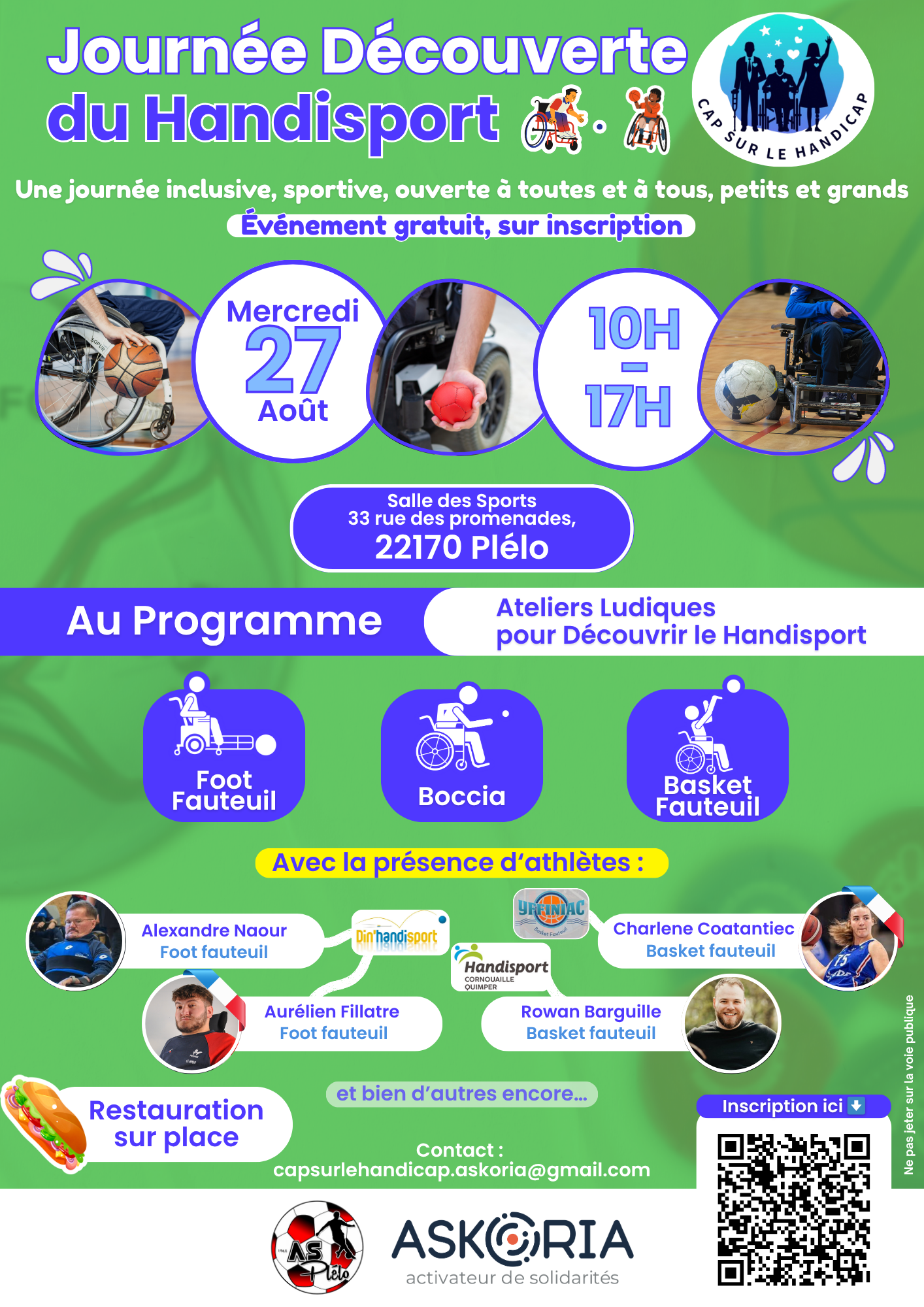 Affiche de la Journée Découverte du Handisport à Plélo